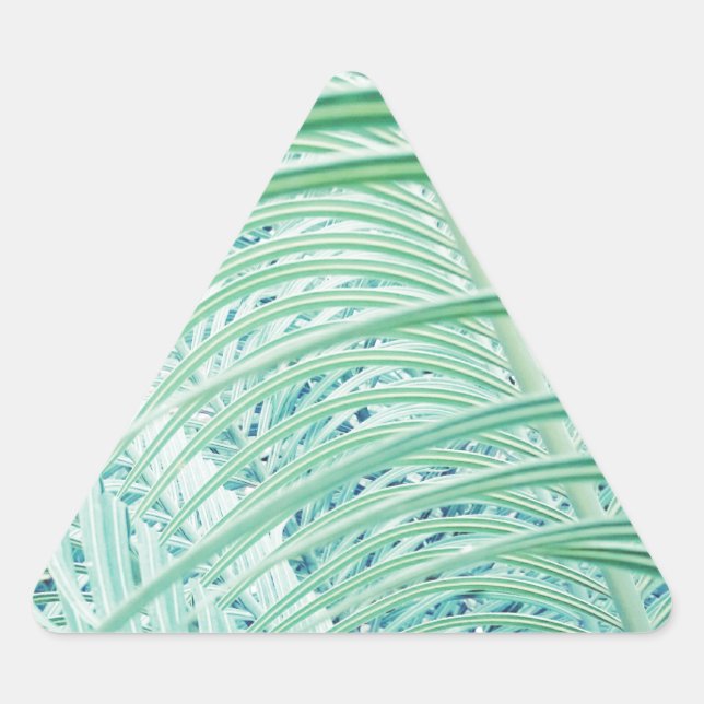 Soft Green Plant Palm Leaf Triangle Sticker (Front)