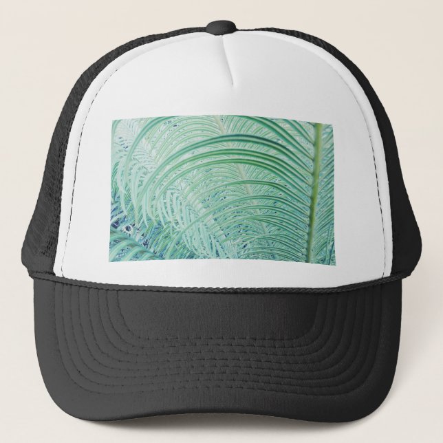 Soft Green Plant Palm Leaf Trucker Hat (Front)