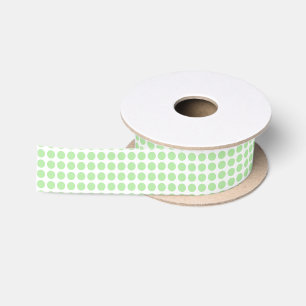 Soft Green Polka Dots Ribbon Satin Ribbon