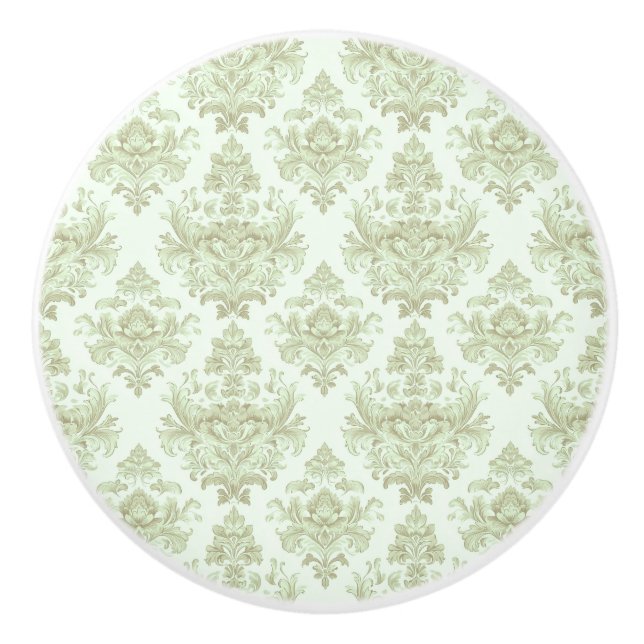 Soft green scroll design ceramic knob (Front)