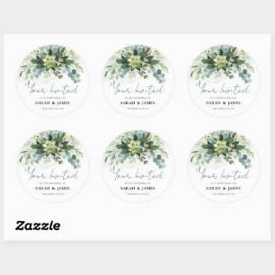 Soft Green Succulent Wedding Floral Botanical  Classic Round Sticker