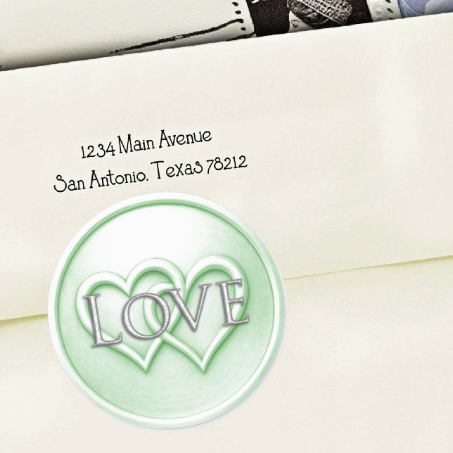 Soft Green Two Hearts Intertwined Wedding Classic Round Sticker (Creator Uploaded)