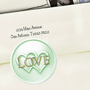 Soft Green Two Hearts Intertwined Wedding Classic Round Sticker