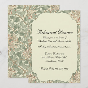 Soft Green Vintage William Morris Honeysuckle Invitation