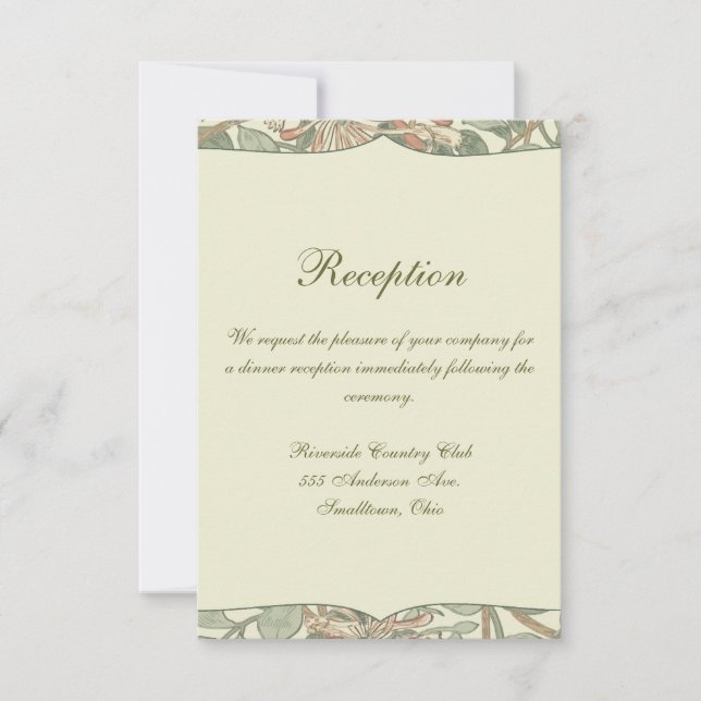 Soft Green Vintage William Morris Honeysuckle Invitation (Front)