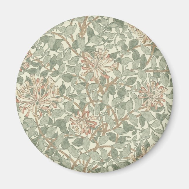 Soft Green Vintage William Morris Honeysuckle Magnet (Front)