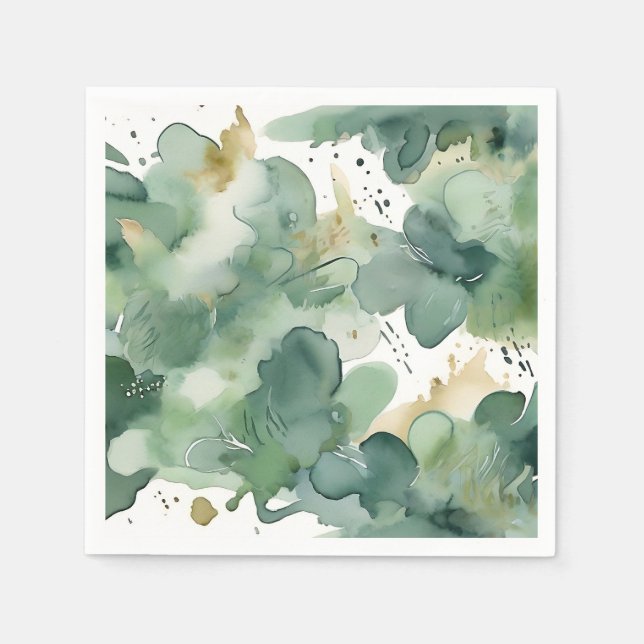 Soft Green Watercolor Modern Pattern Napkin (Front)