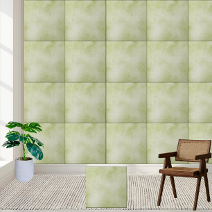 Soft Green Watercolor Texture Ceramic Tile
