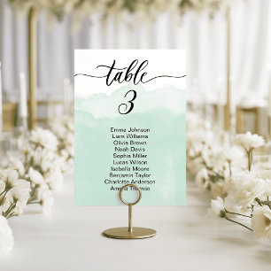 Soft Green Watercolor Wedding Table Cards Seating