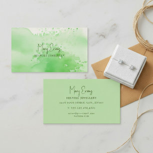 Soft green watercolour paint effect business card