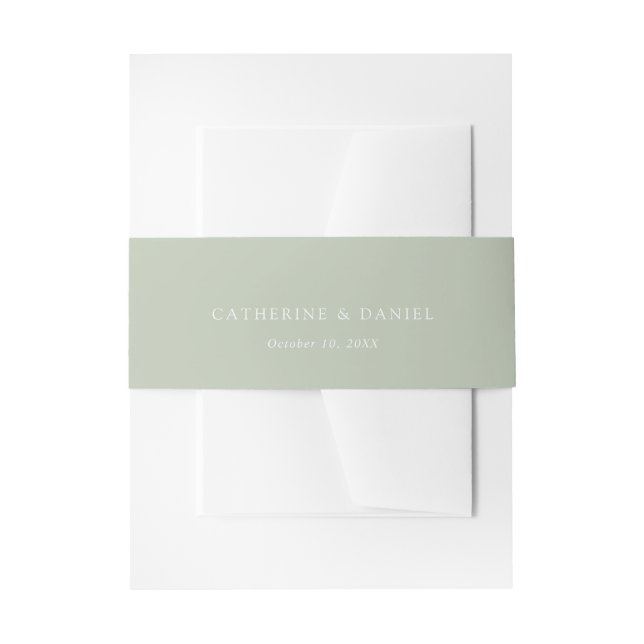 soft green wedding invitation belly band (Front Example)