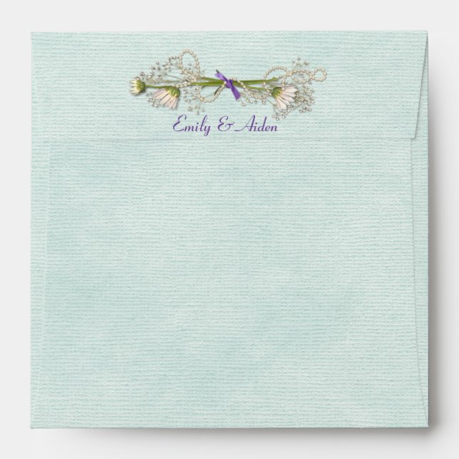 Soft Green Wedding Linen Envelope (Back (Top Flap))