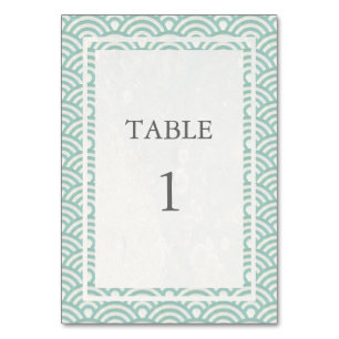Soft Green + White Japanese Seigha Table Number