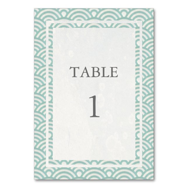 Soft Green + White Japanese Seigha Table Number (Front)