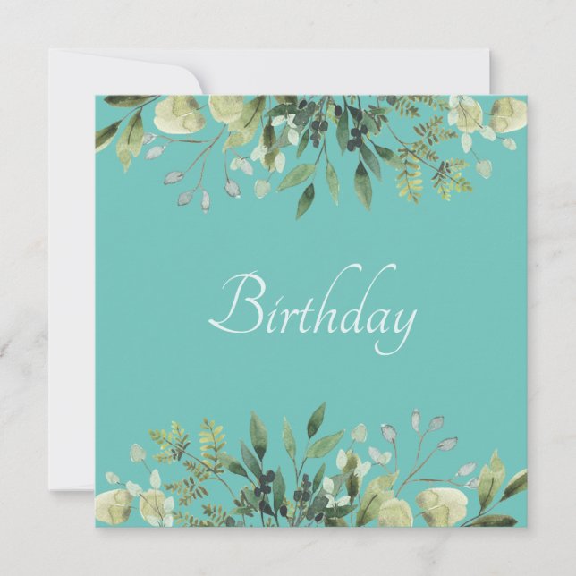 Soft green with flowers Birthday party Invitation (Front)