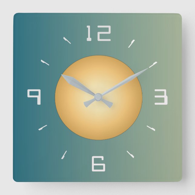 Soft Green with Trendy White Numerals   Wall Clock (Front)