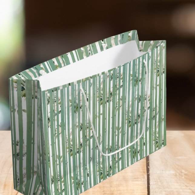Soft Green with white flowers Gift Bag (Creator Uploaded)