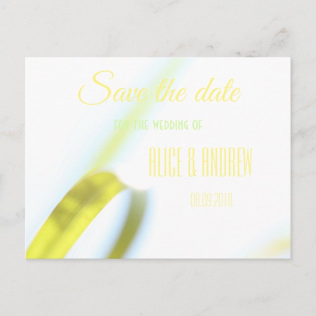 Soft Green Yellow Leaf Save the Date Postcard (Front)