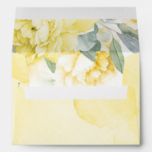 Soft Greenery and Yellow Flowers Watercolor Envelope