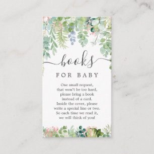 Soft Greenery Book Request Baby Shower Card