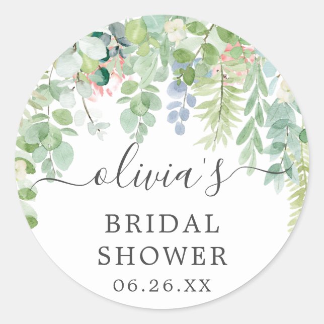 Soft Greenery Envelope Favour Stickers (Front)