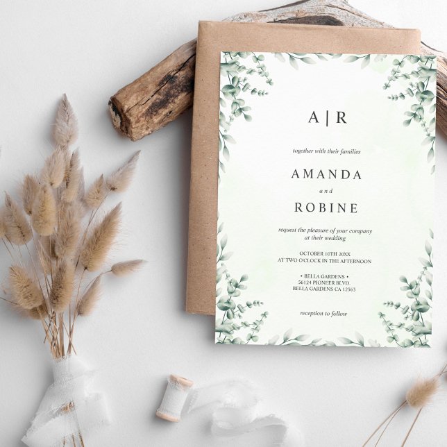 Soft Greenery Eucalyptus Wedding Invitation (Creator Uploaded)
