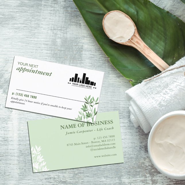 Soft Greenery Spa Massage Therapy Logo  Appointment Card (Creator Uploaded)