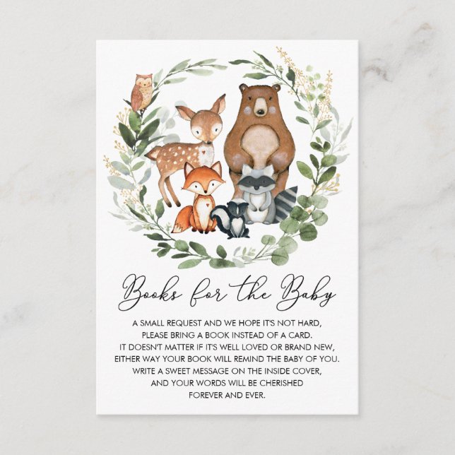 Soft Greenery Woodland Animals Books for Baby Enclosure Card (Front)