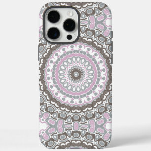 Soft Grey and Blush Pink Mandala iPhone 16 Pro Max Case