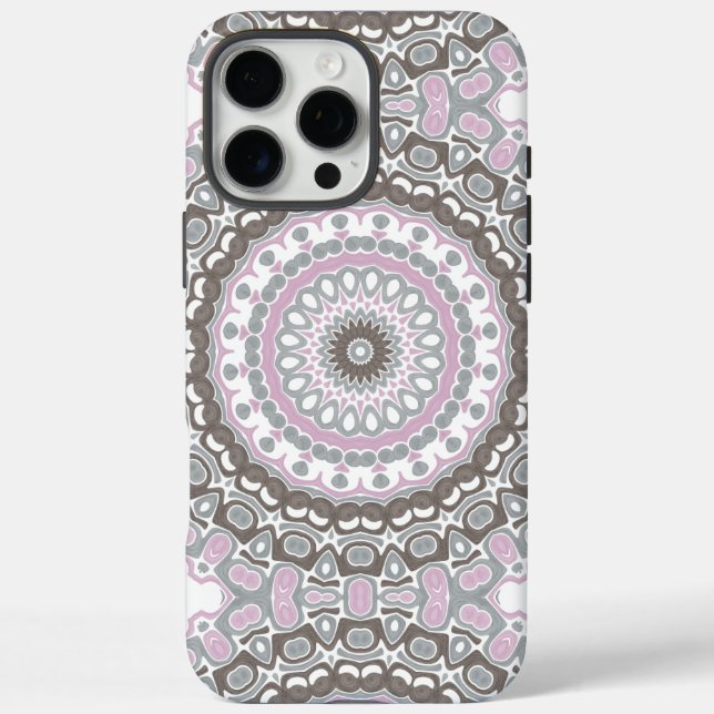 Soft Grey and Blush Pink Mandala Case-Mate iPhone Case (Back)