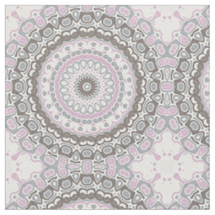 Soft Grey and Blush Pink Mandala Fabric