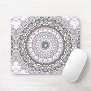 Soft Grey and Blush Pink Mandala Mouse Pad