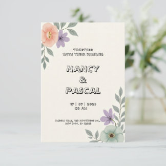 Soft grey and cream wedding invitation card