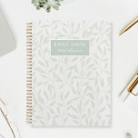 Soft Grey and Sage Foliage Custom Name Planner<br><div class="desc">Custom-designed spiral planner featuring natural elegant sage foliage pattern with custom name on soft grey colour background.</div>