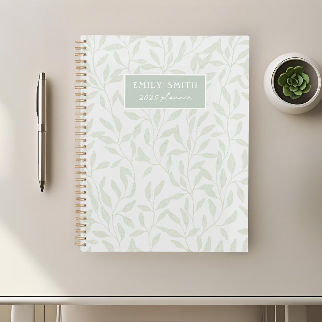 Soft Grey and Sage Foliage Custom Name Planner (Creator Uploaded)