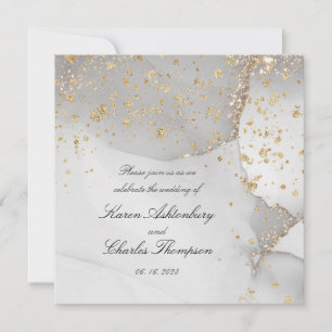 Soft Grey And Shimmering Gold Modern Wedding  Invitation