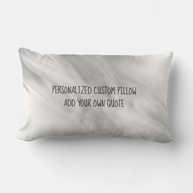 soft grey and white elegant artistic add a quote  lumbar cushion (Front)