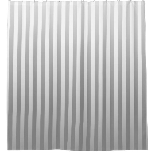Soft Grey and White Gradated Stripes Shower Curtain (Front)