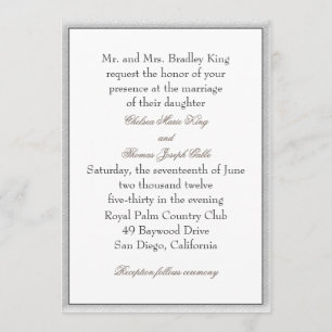 Soft Grey Border Wedding Invitation