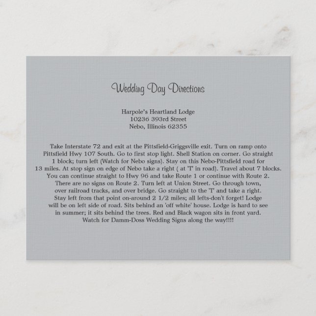 Soft Grey Directions Enclosure Card (Front)