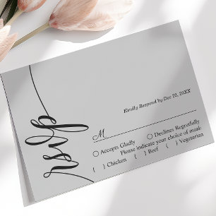 Soft Grey Elegant Calligraphy Wedding RSVP Card
