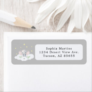 Soft Grey Elephant Little Peanut Baby Shower Return Address Label