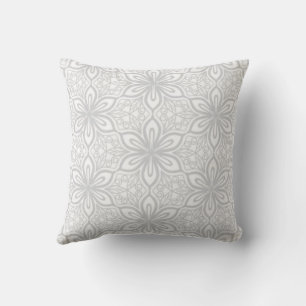 Soft Grey Floral Lattice Pattern Cushion