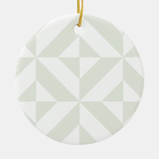 Soft Grey Geometric Art Deco Ceramic Ornament (Front)