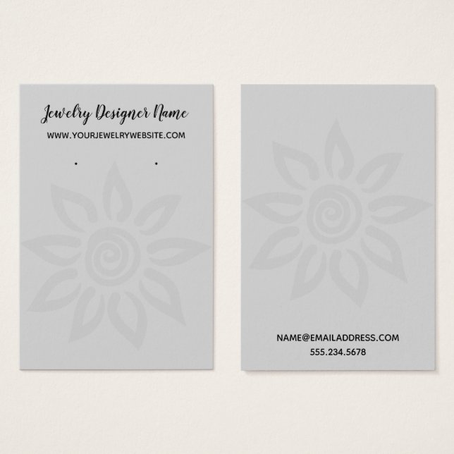 Soft Grey Graphic Flower 7 Earring Holder Display (Front & Back)