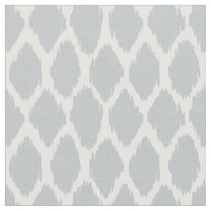 Soft Grey Ikat Ogee Pattern Fabric