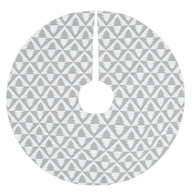 Soft Grey Modern Christmas Tree Skirt (Front)