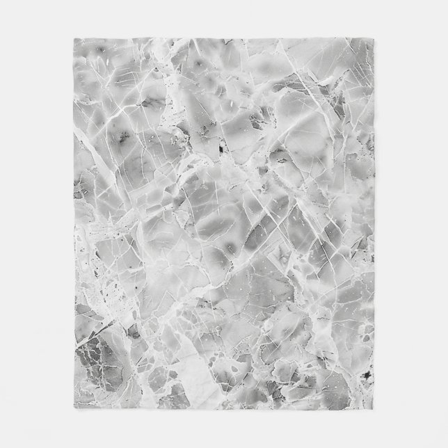 Soft Grey "Opulent Marble Whirl" Fleece Blanket (Front)
