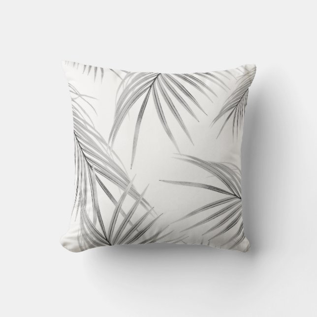 Soft Grey Palm Leaves Dream #1 #tropical #decor  Cushion (Front)