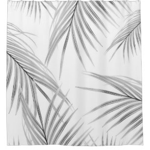 Soft Grey Palm Leaves Dream #1 #tropical #decor  Shower Curtain